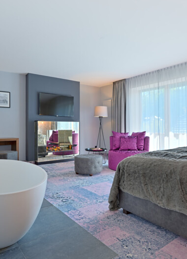Eines der modernen Hotelzimmer im Seewirt Mattsee