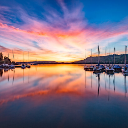 Mattsee. Sonnenaufgang am See im Salzburger Seenland
