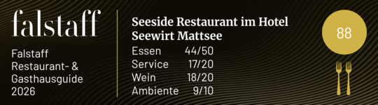 Seeside Restaurant im Hotel Seewirt Mattsee Bewertung auf Falstaff
